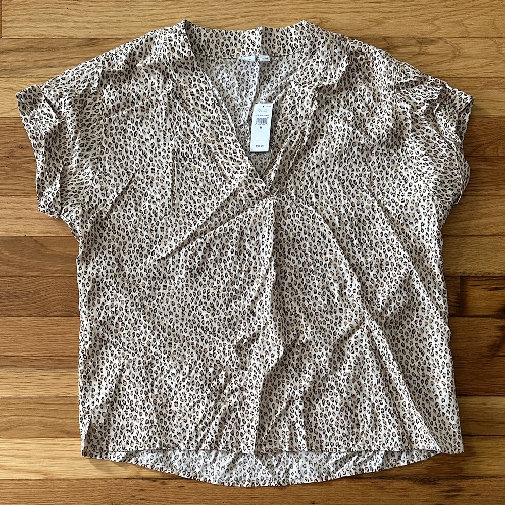 GAP Women's Tan Leopard Print Blouse